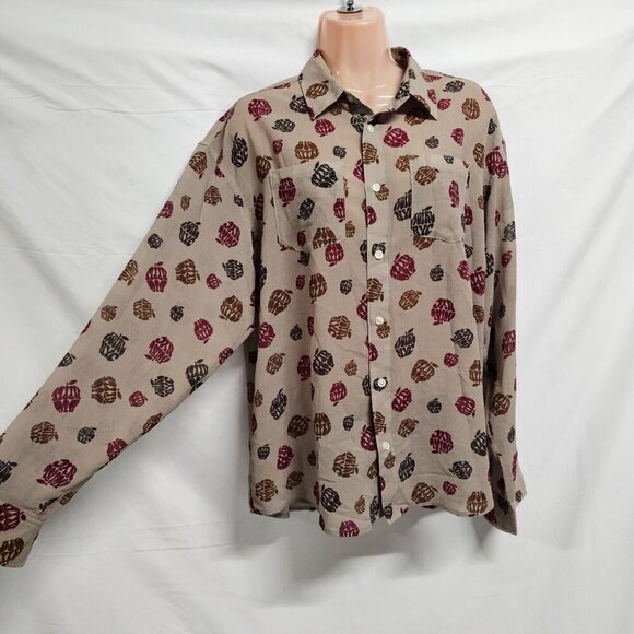 X-Girl Big Apple Women Top Blouse Shirt Size M Beige Chiffon Button Up Long Slee - Picture 5 of 14